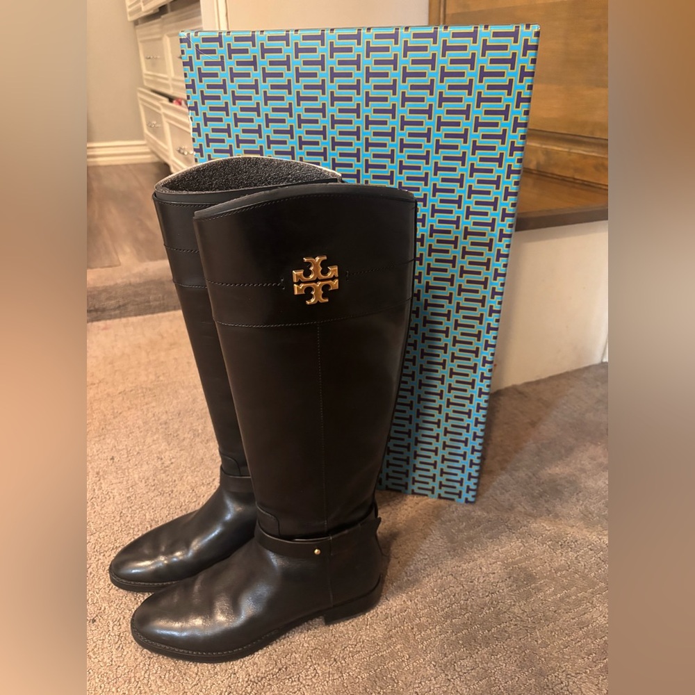 BLACK TORY BURCH EVERLY RIDING BOOTS